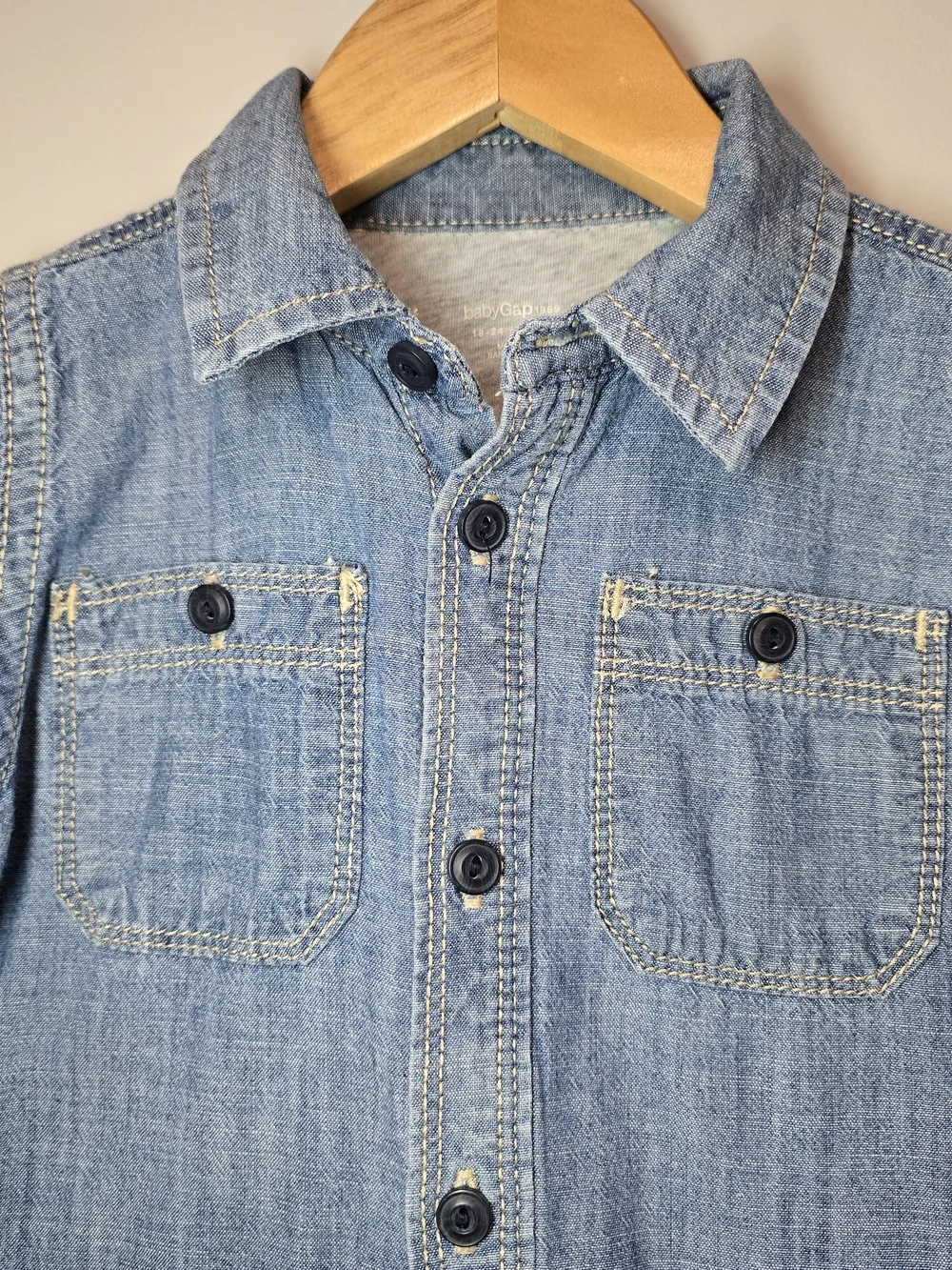 Kids Blue Denim Button-Up Shirt Jacket Fully Lined Soft Cotton.